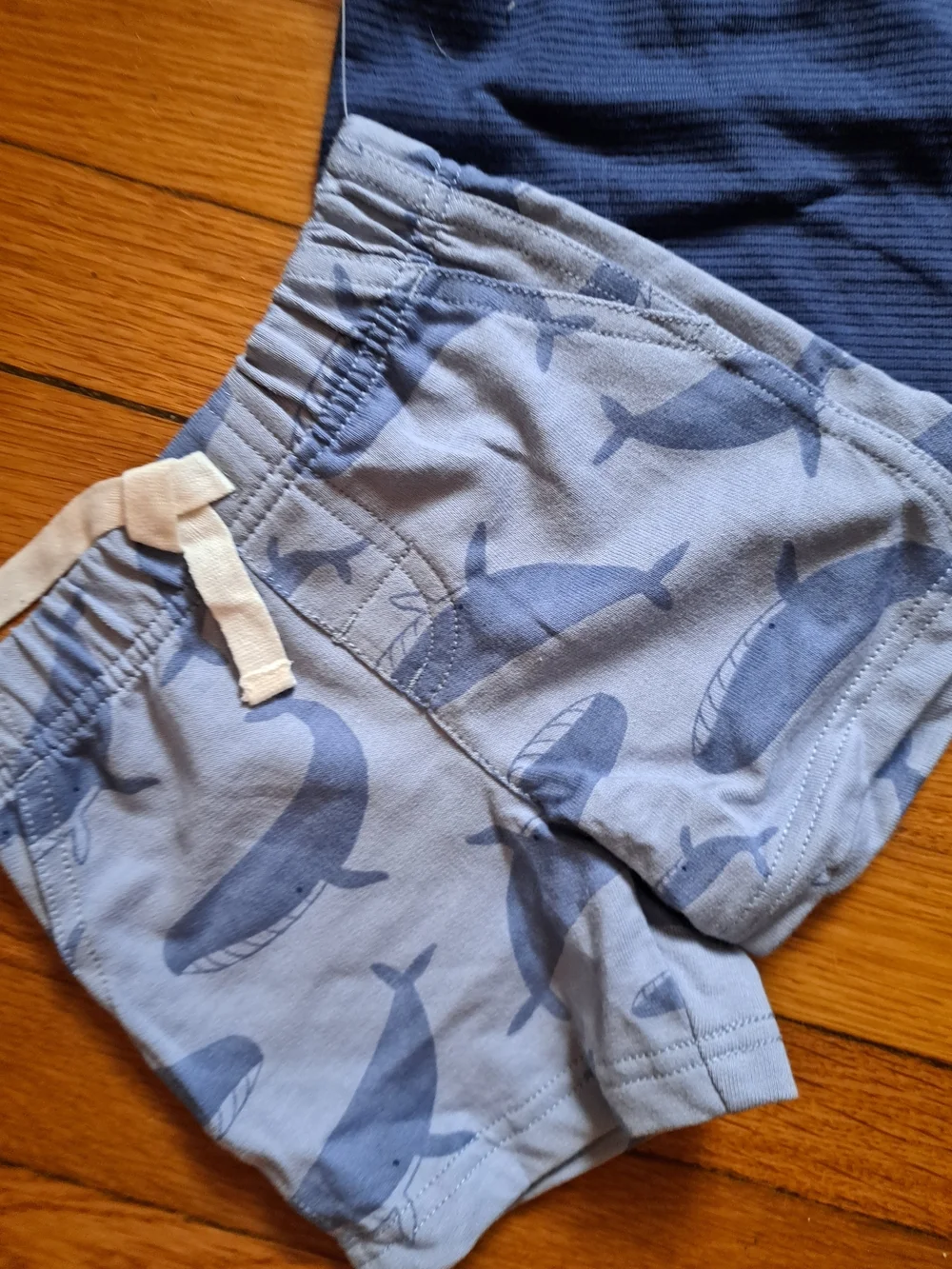 Carter's Navy Ribbed Henley Top & Whale Print Shorts Set - Picture 2 of 3